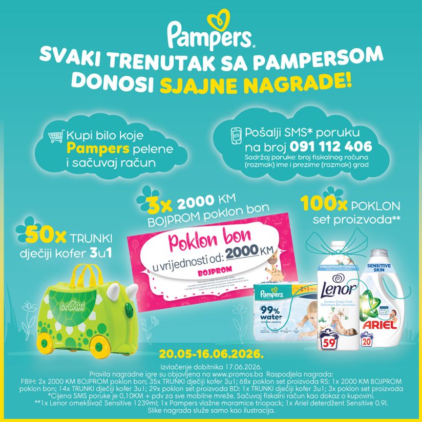 Svaki trenutak sa Pampersom donosi sjajne nagrade!